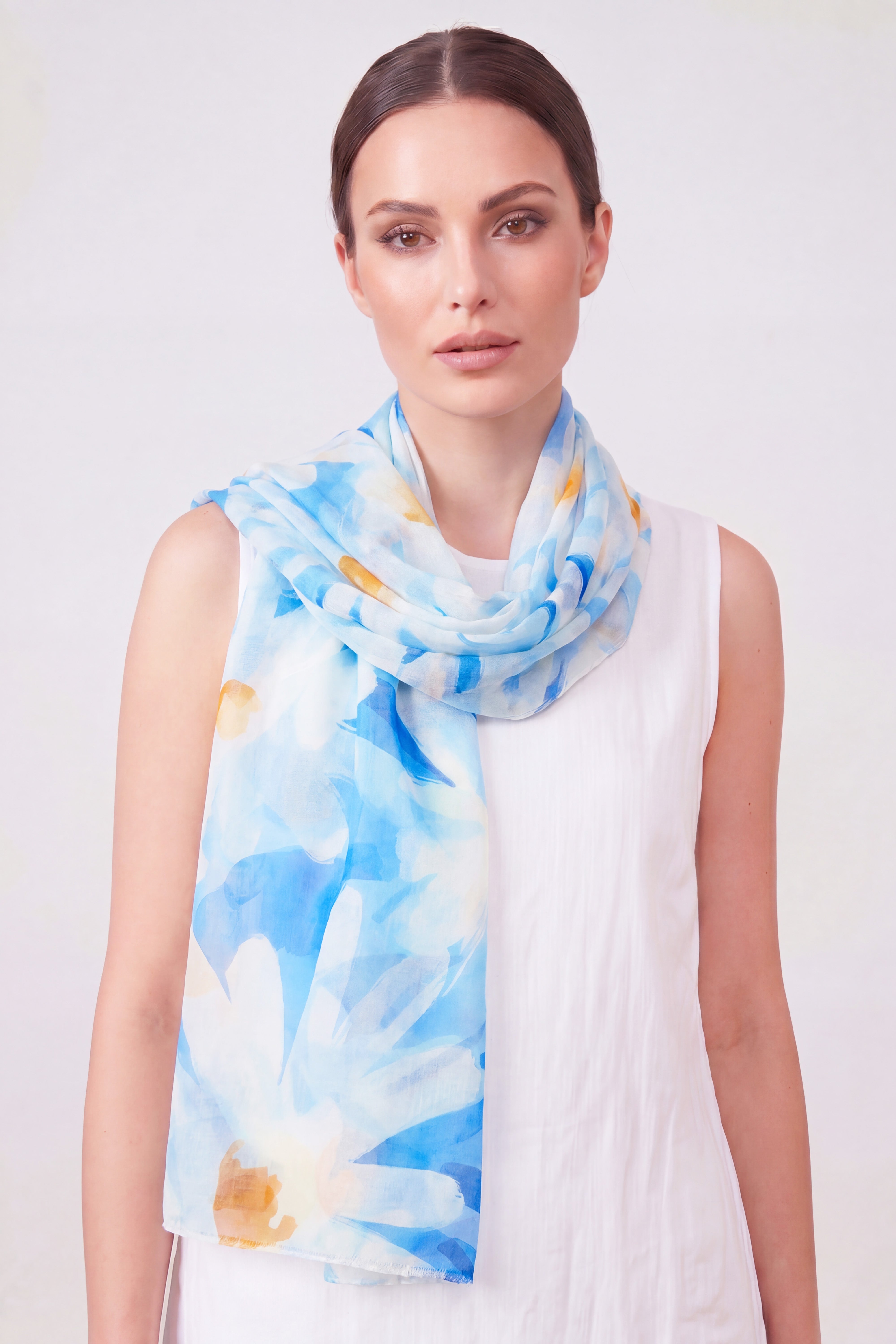 Watercolour Daisy Print Scarf