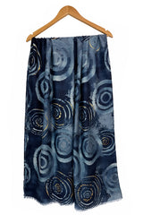 Women’s Abstract Circle Print Lightweight Scarf with Fringed Edge