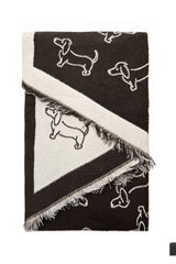 Women’s Dachshund Sausage Dog Print Scarf with Fringed Trim