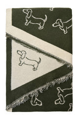 Women’s Dachshund Sausage Dog Print Scarf with Fringed Trim