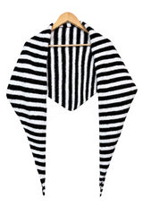 Striped Wool Blend Knitted Triangle Scarf Shawl