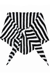Striped Wool Blend Knitted Triangle Scarf Shawl