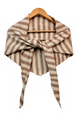 Striped Wool Blend Knitted Triangle Scarf Shawl