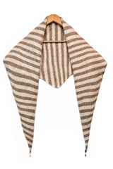 Striped Wool Blend Knitted Triangle Scarf Shawl