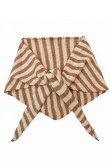 Striped Wool Blend Knitted Triangle Scarf Shawl