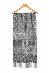 Women’s Heritage Animal & Monogram Print Fringed Scarf