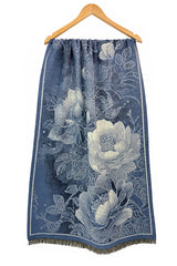 Women’s Botanical Floral Reversible Scarf with Fringed Trim