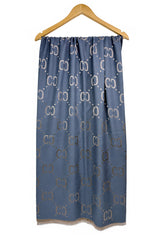 Women’s Reversible Monogram Pattern Scarf with Fringed Trim