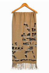 Women’s Abstract Floral & Stripe Tassel Scarf