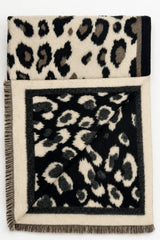 Women's Reversible Leopard Print Fringed Scarf Wrap