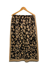 Women's Reversible Leopard Print Fringed Scarf Wrap