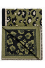 Women's Reversible Leopard Print Fringed Scarf Wrap