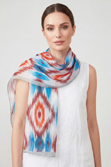 Abstract Ikat Print Lightweight Scarf