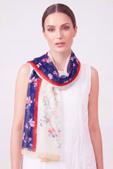 Floral Border Double Colour Lightweight Scarf