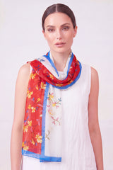Floral Border Double Colour Lightweight Scarf