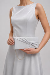 Luxury Satin Twist Knot Evening Clutch Bag with Detachable Chain