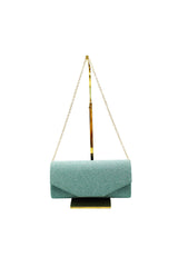 Glitter Envelope Clutch Bag with Gold /Silver Chain Strap