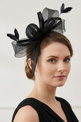 Structured Mesh Bow Fascinator Headband Maroon