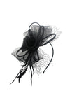 Double Flower Gauze Feather Fascinator Headband