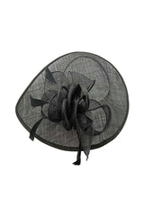 Mesh Disc Fascinator with Bow and Feather Detail