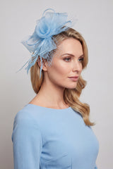 Double Flower Gauze Feather Fascinator Headband