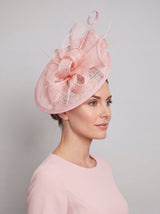 Statement Disc Fascinator with Petunia Flower and Feather Trim