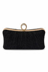Women’s Glitter Pleated Ring Clasp Evening Clutch Bag