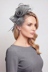 Double Flower Gauze Feather Fascinator Headband