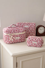 3 Piece Floral Travel Makeup & Toiletry Bag Set for Women
