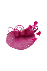 Curled Sinamay Bow Fascinator with Feather Trim Diamonds