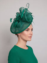 Statement Disc Fascinator with Petunia Flower and Feather Trim
