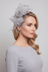 Double Flower Gauze Feather Fascinator Headband