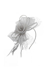 Double Flower Gauze Feather Fascinator Headband