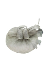Curled Sinamay Bow Fascinator with Feather Trim Diamonds