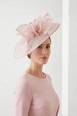 Mesh Disc Fascinator with Bow and Feather Detail