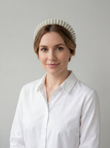 Striped Pearl and Crystal Embellished Headband