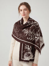 Elegant Botanical Border Shawl Wrap