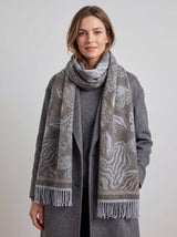 Assorted Leaves Printing Scarf with Tassels