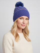Pom Pom Hat with Colourful Cross Stitch Detail