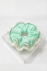 Vintage Gingham Lace Hair Scrunchie Oversized With Box
