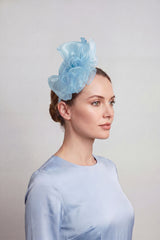 Elegant Organza Floral Fascinator with Feather Detail