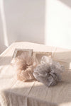2 Pics Women Oversized Glitter Diamond Organza Hair Scrunchie With Box
