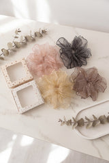 4 PicPearl Organza Oversized Hair Scrunchie – Elegant Sheer Ponytail Holder With Box