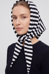 Striped Wool Blend Knitted Triangle Scarf Shawl