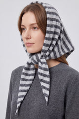 Striped Wool Blend Knitted Triangle Scarf Shawl