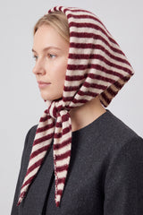 Striped Wool Blend Knitted Triangle Scarf Shawl