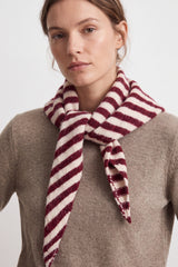 Striped Wool Blend Knitted Triangle Scarf Shawl