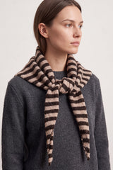Striped Wool Blend Knitted Triangle Scarf Shawl