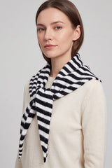 Striped Wool Blend Knitted Triangle Scarf Shawl