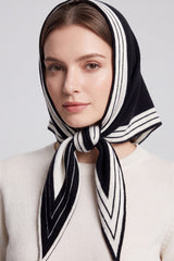 Women’s Striped Border Knitted Triangle Scarf
